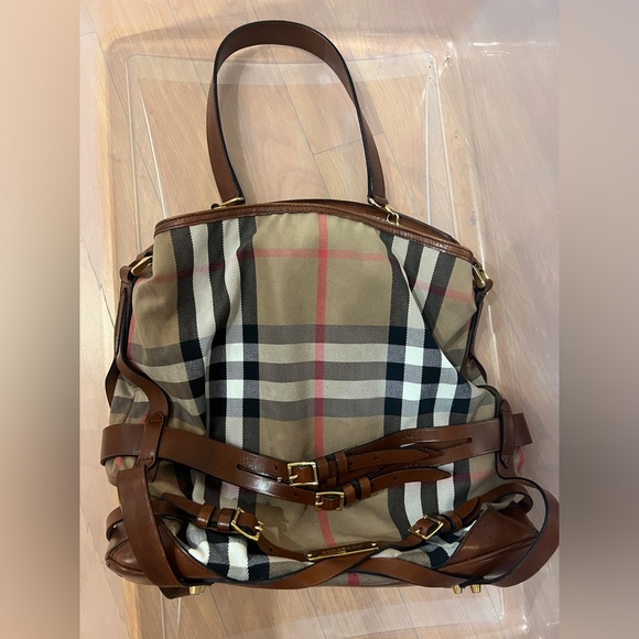 Burberry Bridle Gosford Hobo House Canvas Handbag - Picture 2 of 5